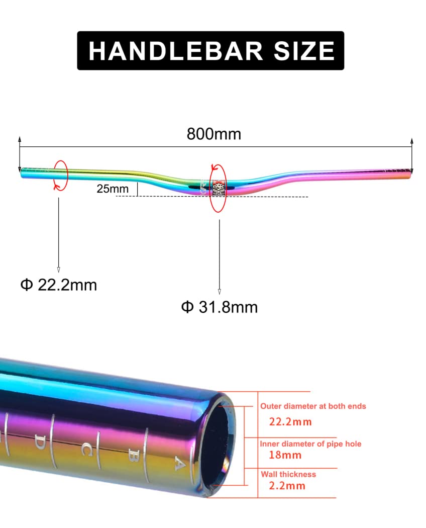 MTB Bicicletta Manubrio Colorato AM XC DH Downhill Bici da Corsa Manubrio Aumento Mountain Road Bike Arcobaleno Manubrio 31.8mm * 800mm