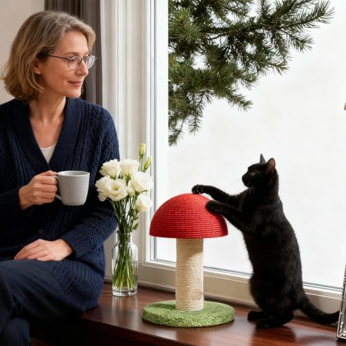 Arbre à chat champignon pour stimulation mentale et exercice