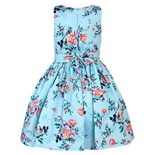 Image of Girls Skater Printed Poly Crepe Dress | Round Neck Sleeveless Mini /Midi Knee Length Casual Dress
