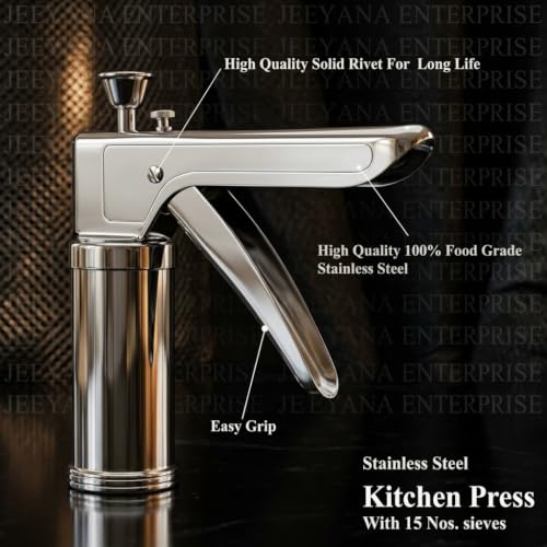 Image of Stainless Steel Kitchen Press with 15 Different Types of Jalies, (chakari Maker, Regular)