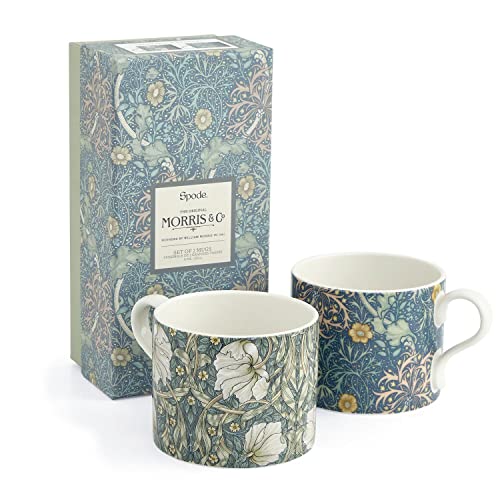 Spode x Morris & Co Set of 2 Coffee Mugs, Stylish and Durable, Perfect for Tea or Coffee Seaweed Design