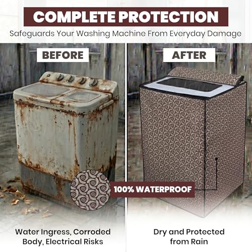 Image of DREAM CARE Waterproof & Dustproof Washing Machine Cover Top Load & Semi Automatic Suitable for 8 kg, 8.2 kg, 8.5 kg (89 x 99 x 55 cms)