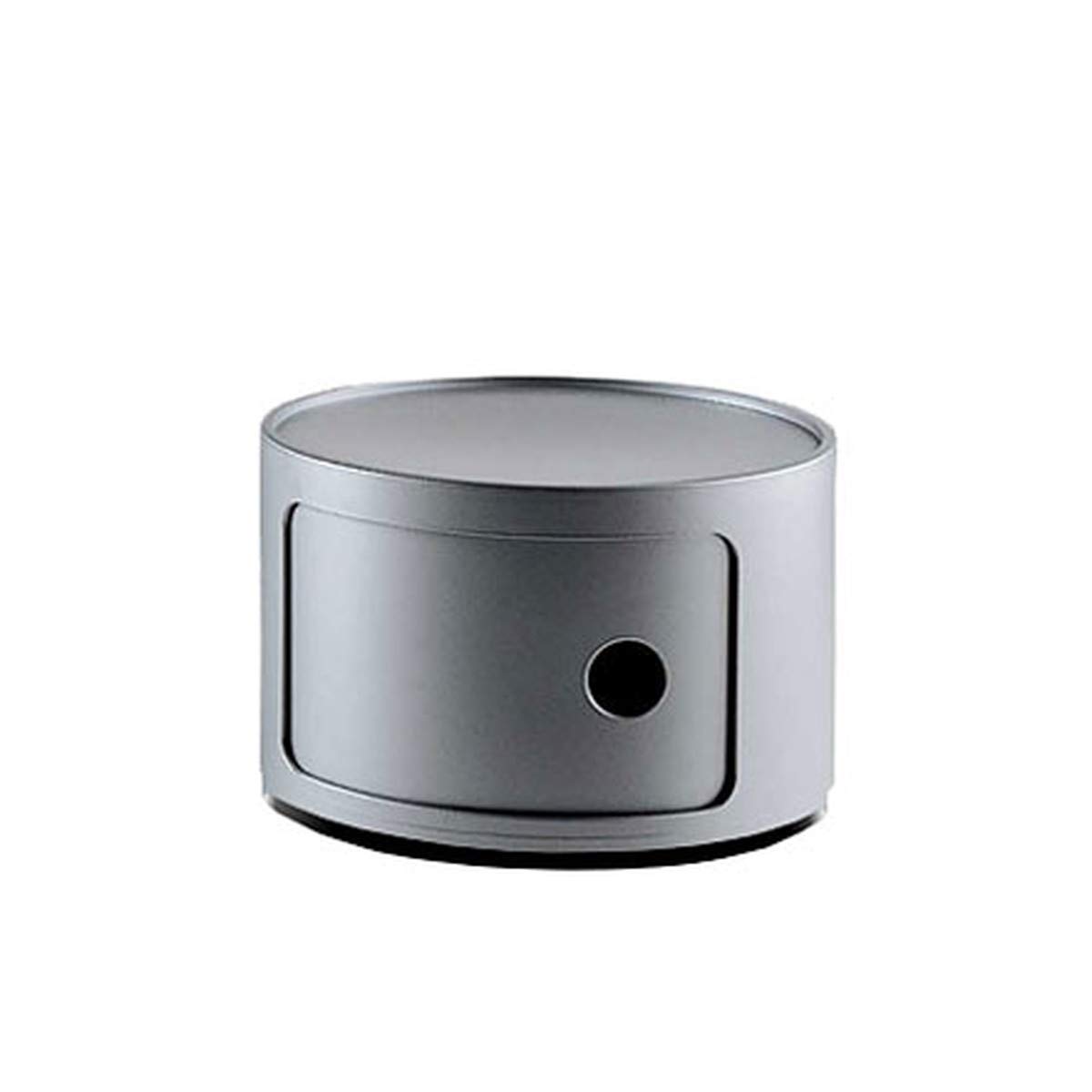 Kartell Componibili Contenitore, Elemento tondo, ABS, Silver, 42 x 42 x 23 cm, Basso