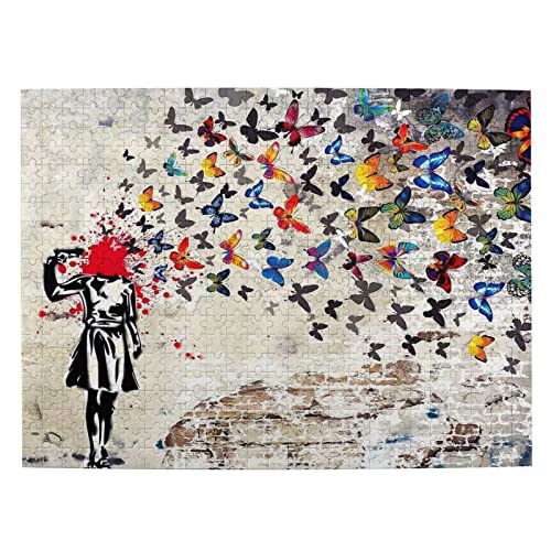 500ピース ジグソーパズル Banksy バンクシー パズル おもちゃ 木製 puzzle 人気 おしゃれ 壁飾り インテリア スジグソーパズル 知育玩具 子供 大人 Jigsaw アートフレーム 38x52cm 収納ケース付き 誕生日プレゼント 贈り物