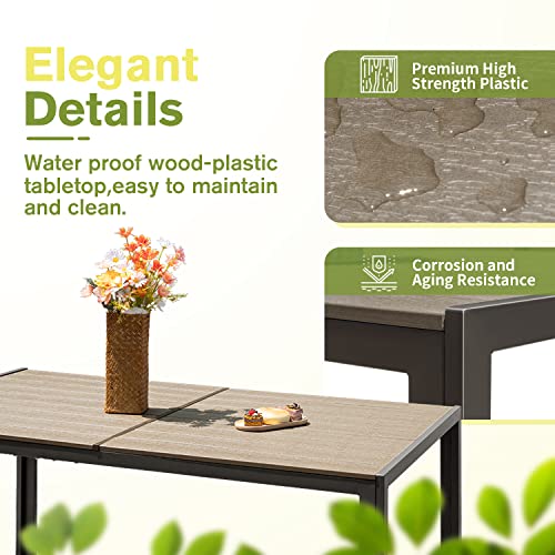 Homall 7 Pieces Patio Dining Set Outdoor Furniture With 6 Stackable Textilene Chairs And Large Table For Yard, Garden, Porch And Poolside (Beige) #TOP2