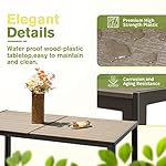 Homall 7 Pieces Patio Dining Set Outdoor Furniture with 6 Stackable Textilene Chairs and Large Table for Yard, Garden, Porch and Poolside, Beige - Image 3