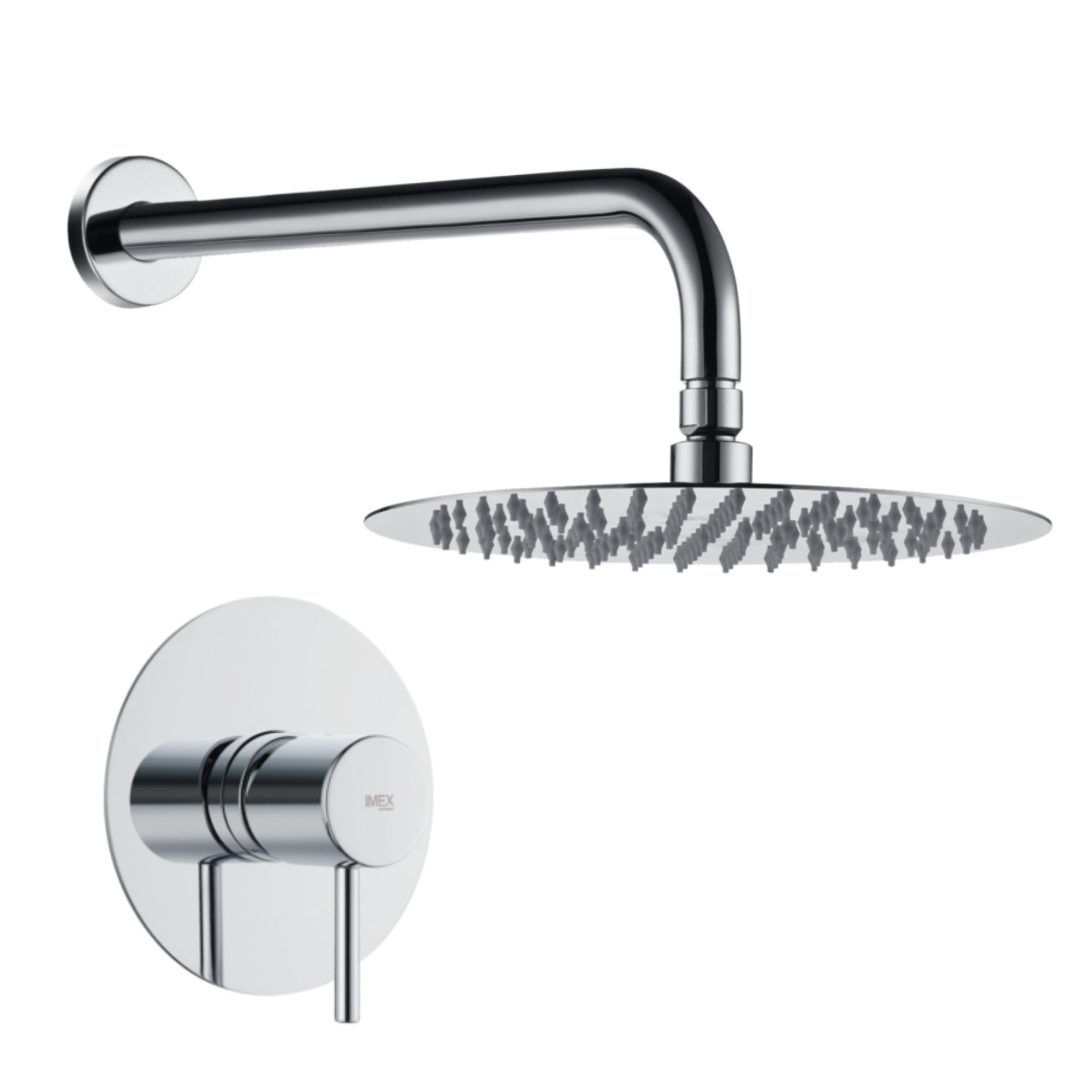 IMEX - Ducha Empotrada Monomando Cromada | Conjunto de Grifería Empotrado con Rociador Antical Efecto Lluvia | Columna Ducha Empotrada con Grifo en Latón y Acero Inox S.304 (SIN ALCACHOFA)