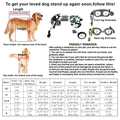 Image of Adjustable 4 Wheel Dog Wheelchair,Foldable Dog Wheelchair for Back Legs,Helps Small Pets with paralyzed Legs Full Support regain (M White)