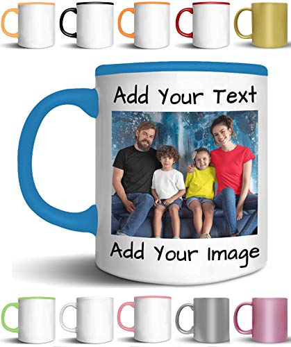 Custom Coffee Mugs - ADD YOUR NAME TEXT LETTERS or PHOTOS - Personalized Ceramic Cups with Text Picture Logo - Monogram Novelty Mug