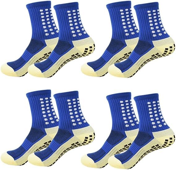 GDTOMEEUMen's Grip Soccer Socks Anti Slip Athletic Socks Non Skid Football Basketball Socks with Grip Pads, 4 Pairs (One Size)