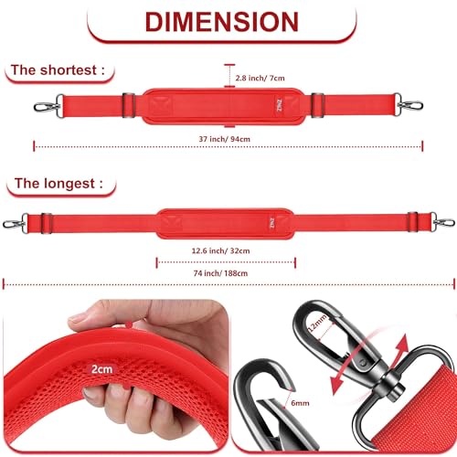 Image of ZINZ 74 inch Shoulder Strap with Fixed Pad and Dual Balanced Buckles,Red