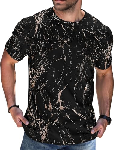 Furpazven Mens T Shirt UK Fashion Print Graphic Tshirt Hip Hop Casual T-Shirts Short Sleeve Tee Tops Shirts Black XXL