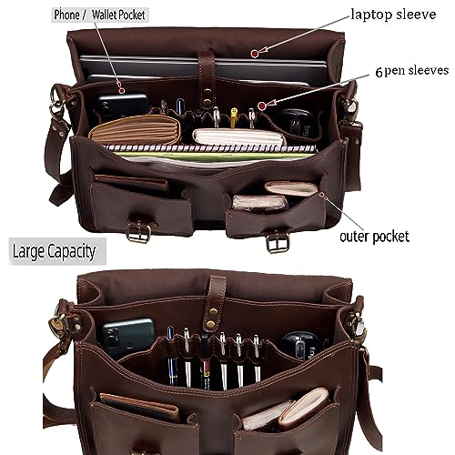 Leather Messenger Bag For Men, Vintage Handmade Laptop Briefcase and Shoulder Bag for Men - Image 6