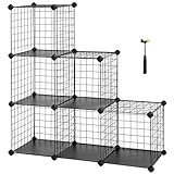 SONGMICS メタルラック ワイヤー収納ラック 組み立て 棚 ワイヤーボックス 組立簡単 DIY可能 6ラック 30×30×30cm 耐荷重：ラックあたり10kg 小物も置ける 収納棚 オープンラック ディスプレイラック ワードローブ 