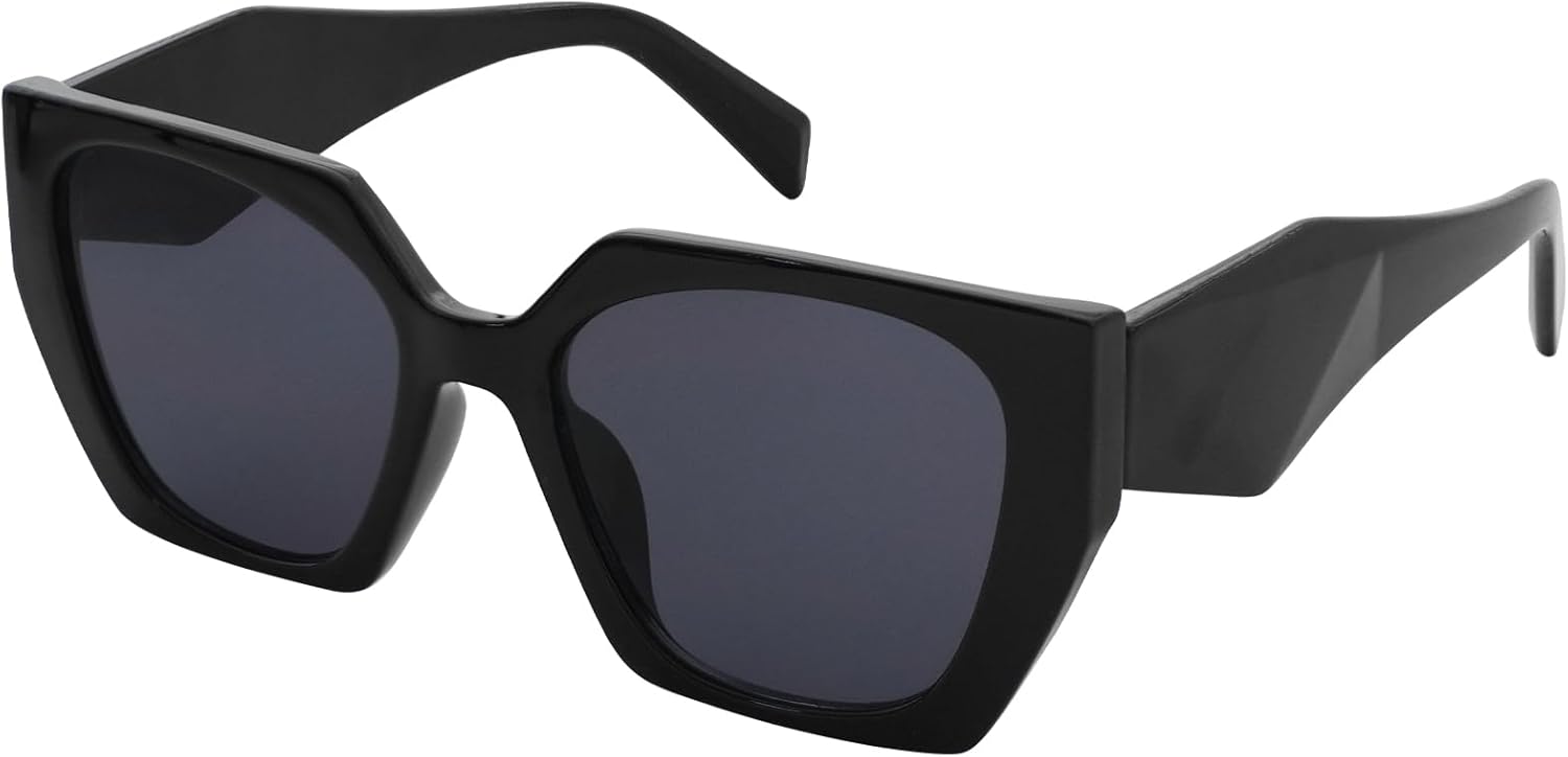 JiSoo Oversized Cat Eye Sunglasses for Women, Big Sunglasses for Women Oversized, Trendy Square Cateye Sun Glasses