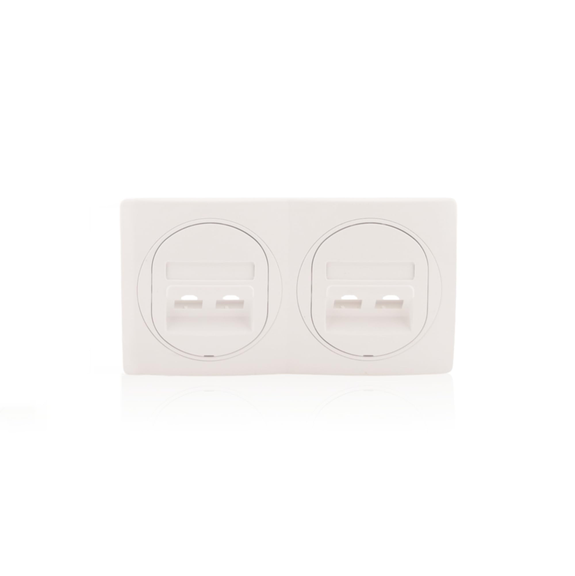 Set Nobilis 2x Daten-Buchse, Weiß, 2-fach 2xRJ45 Cat 6 FTP, Ø 60mm & 2er Rahmen, horizontal 80x151mm