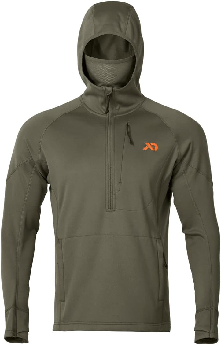 First LiteMen’s Origin Hoody - Lightweight Knit Fleece Insulated Camo Hunting Pullover, Thermal Mid Layer With Face Mask