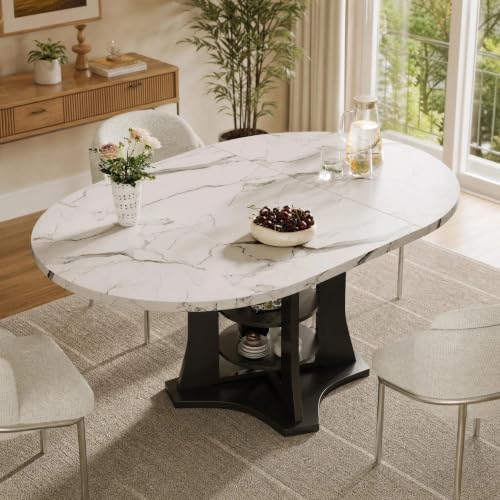 Smilets Extendable Dining Table Marble for 4–6 (White Marble)