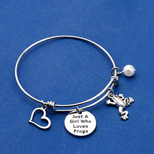 FAADBUK Funny Frogs Bracelet Animal Lover Gift Just A Who Loves Frogs Jewelry Bangle Bracelet Green Stainless Steel Adjustable Modern Animal Themed4