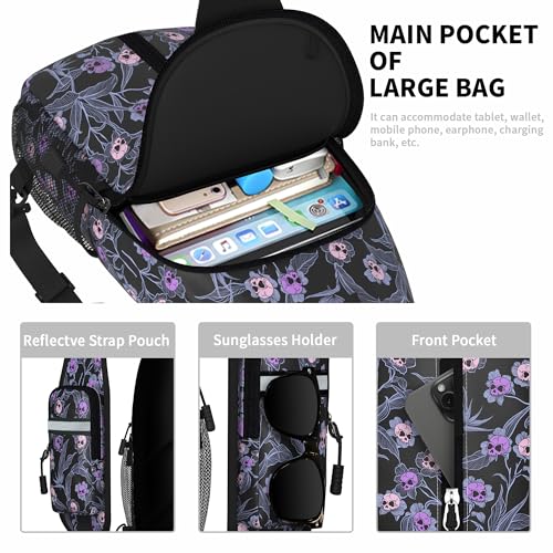 Image of Skull Goth Sling Bag For Women Men Small Crossbody Bags Halloween Gothic Mini Water Resistant Casual Chest Bag Backpack Shoulder Daypack For Travel Hiking Gifts