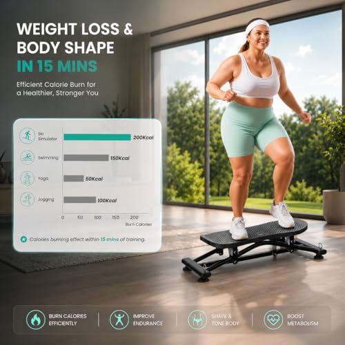 Image of Balance Board for Adults, Rocking Stepper with Resistance Bands, 300LBS Portable Wobble Board, Quiet Side to Side Ski Simulator Trainer Exercise Machine for Home Gym Core Workout