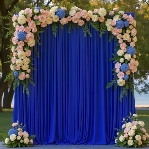 Aseem 10x8FT Royal Blue Backdrop Curtains for Parties Polyester Photo Fabric Curtain Backdrop Drapes for Birthday Wedding Party Decor Background Photography with Rod Pocket 5x8FT 2 Panels