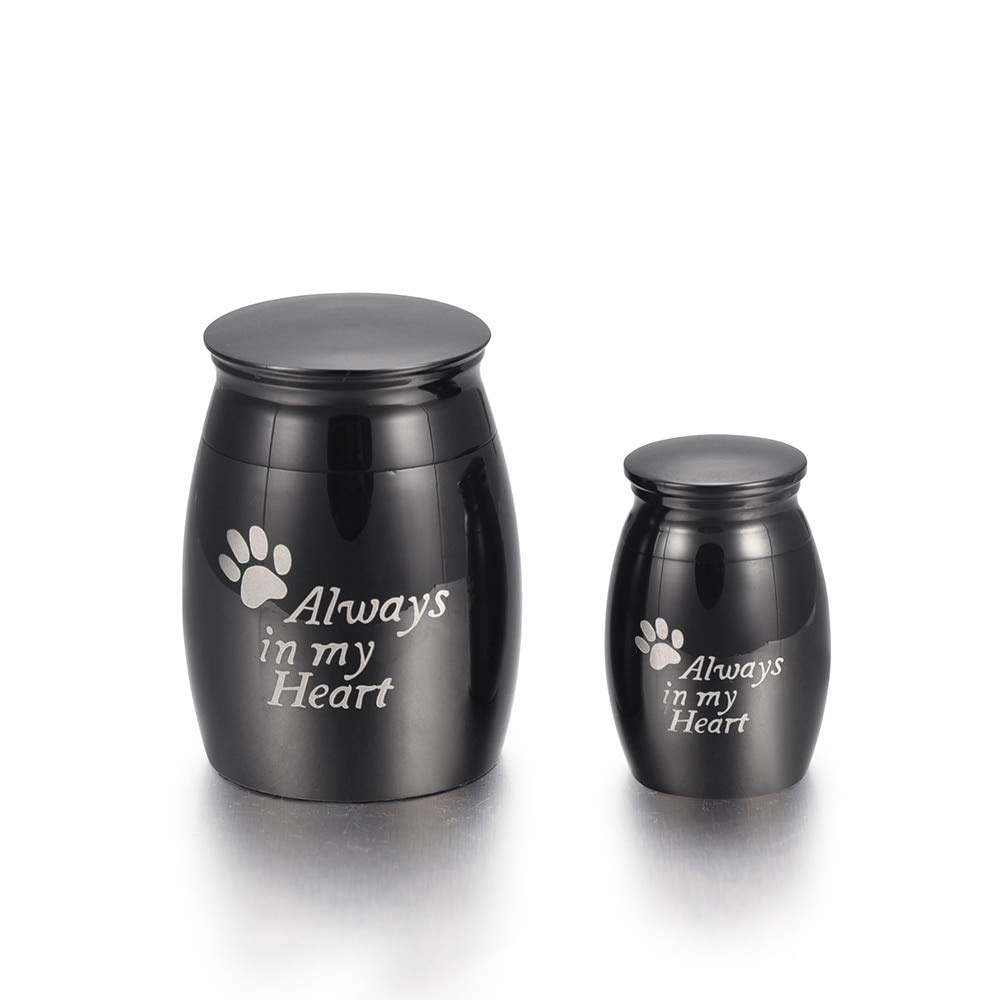 Urne pour cendres d'animaux chien et chat pot de crémation étanche noir taille M