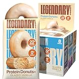 Legendary Foods Protein Donuts - 22g Protein, Glazed Vanilla, Zero Sugar Snack, Gluten Conscious, Low Carb, Keto Suitable, Diabetic and GLP-1 Diets - 8 Pack with Two Donuts per pack