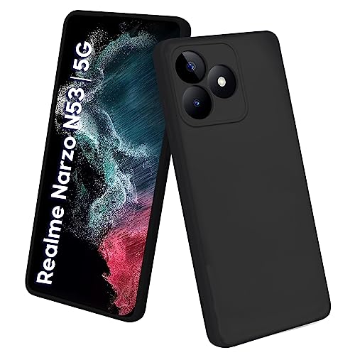 Image of TRUEUPGRADE Realme Narzo N53 Back Case | Soft Silicon Rubberised Cover | Camera Protection Bump (Black)