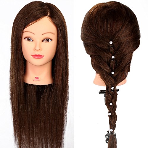 Neverland Beauty 22" 80% Real Human Long Hair Hairdressing Cosmetology Mannequin Manikin Head Model with Clamp
