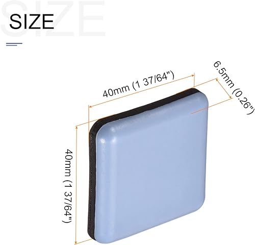 Miniatura 2 de METALLIXITY Deslizadores deslizantes para muebles de PTFE (1 3764 pulgadas), 12 unidades, almohadillas protectoras cuadradas autoadhesivas para