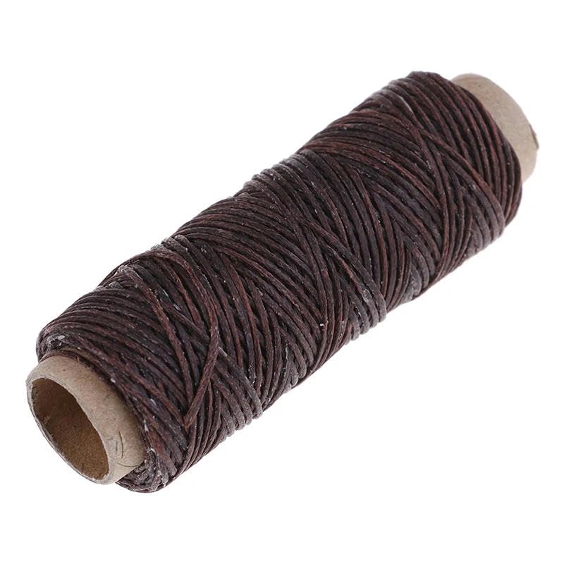 Hilo de Coser，Hilo de poliéster Hilo de Coser, cordón de Cuero Encerado, Herramienta de Manualidades Planas for Coser a Mano, línea de Costura(Dark Coffee)