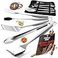 PURPLEBIRD Grill Set for Outdoor Grill 6 pcs - Heavy Duty Grilling Tools Set with Extra Long Handle, Stainless Grilling Accessories for Dad Gifts with Travel Bag, BBQ Utensils Kit for Outdoor Camping