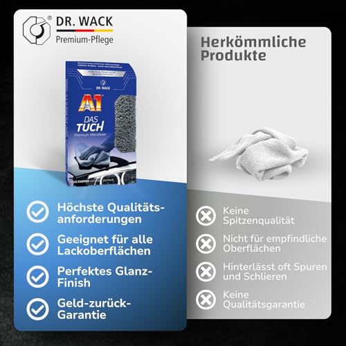 Dr. Wack DAS Tuch Mikrofasertuch 40 x 40 cm - extrem weiches & saugstarkes Reinigungstuch für Auto - 100% fusselfreies Poliertuch… – Ansicht 5