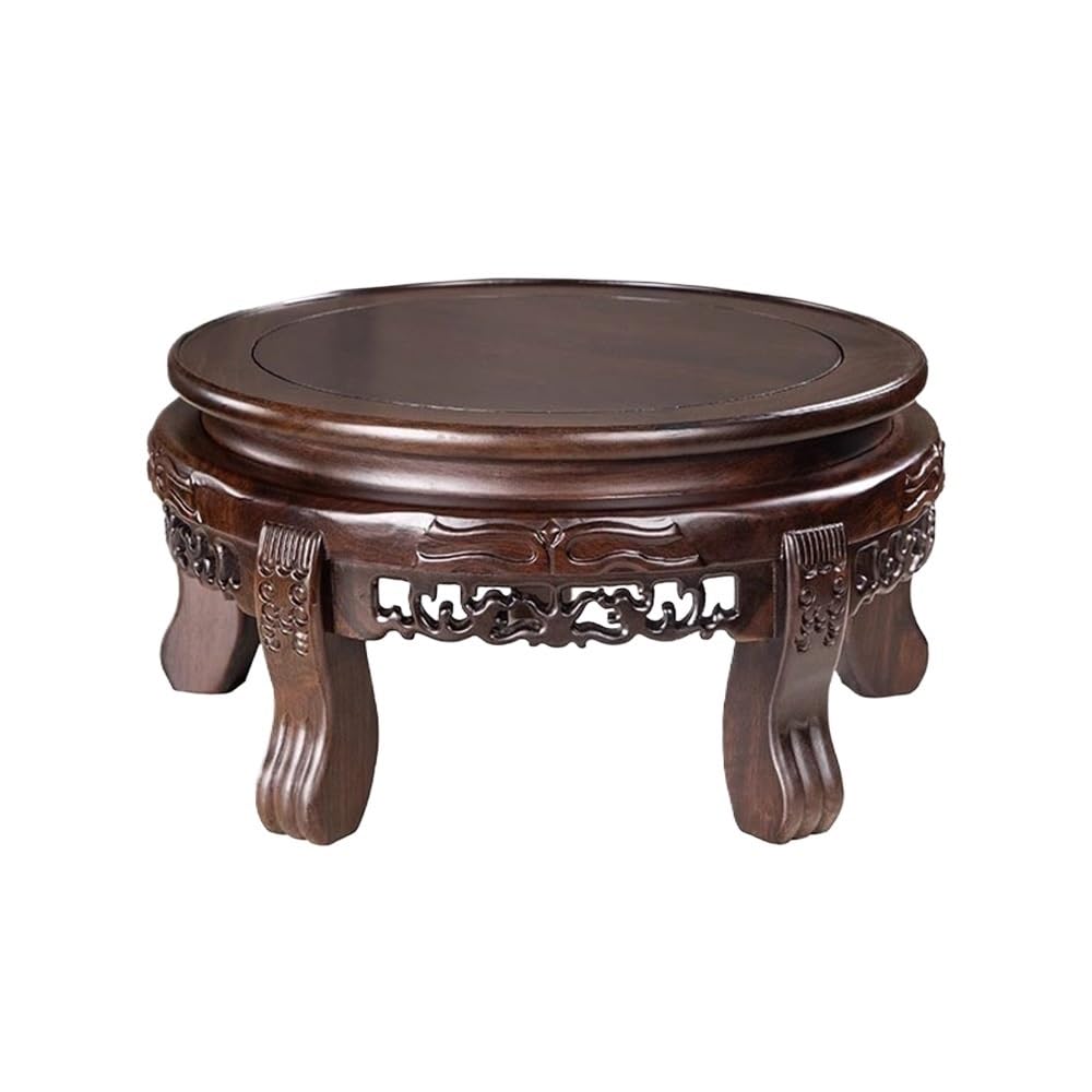 V2t9R4m7 Bonsai pot stand Ebony Relief Sculpture Display Stool, Vase Teapot Bonsai Base Bracket Bonsai display stand(Large)