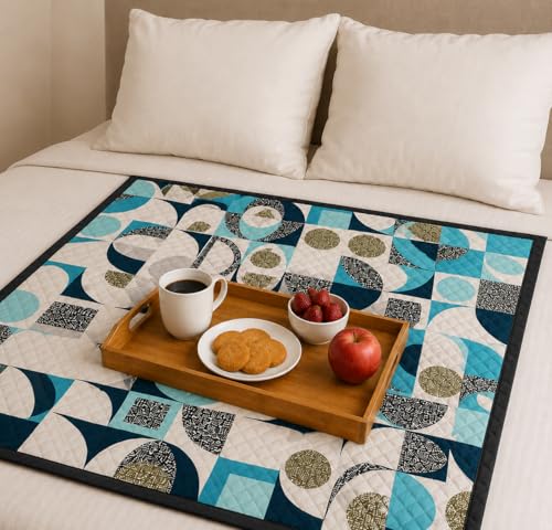 Image of Homerz Premium Reversible Bed Server | 30x30 Inch Quilted Waterproof Fabric | Foldable Dining Mat for Bed, Sofa & Floor Use (Paisley, 30x30)