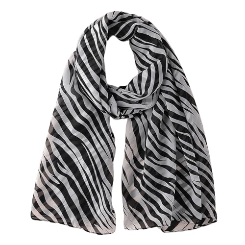 Womens Chiffon Leopard Zebra Silk Rave Neck Scarf Long Soft Lightweight Fashion Cheetah Print Scarves Satin Bandana Shawls