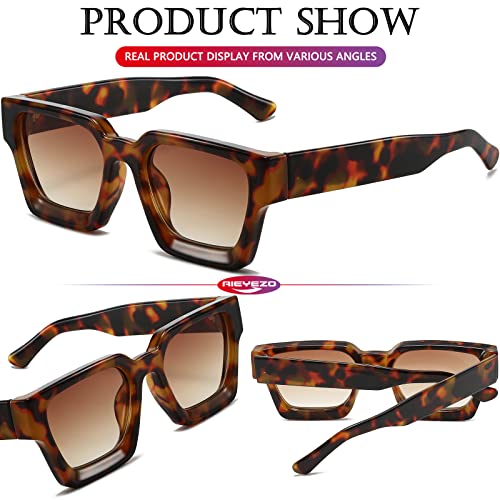 Image of AIEYEZO Square Sunglasses for Women Men Square Thick Frame Sun Glasses Simple Designer Style Shades