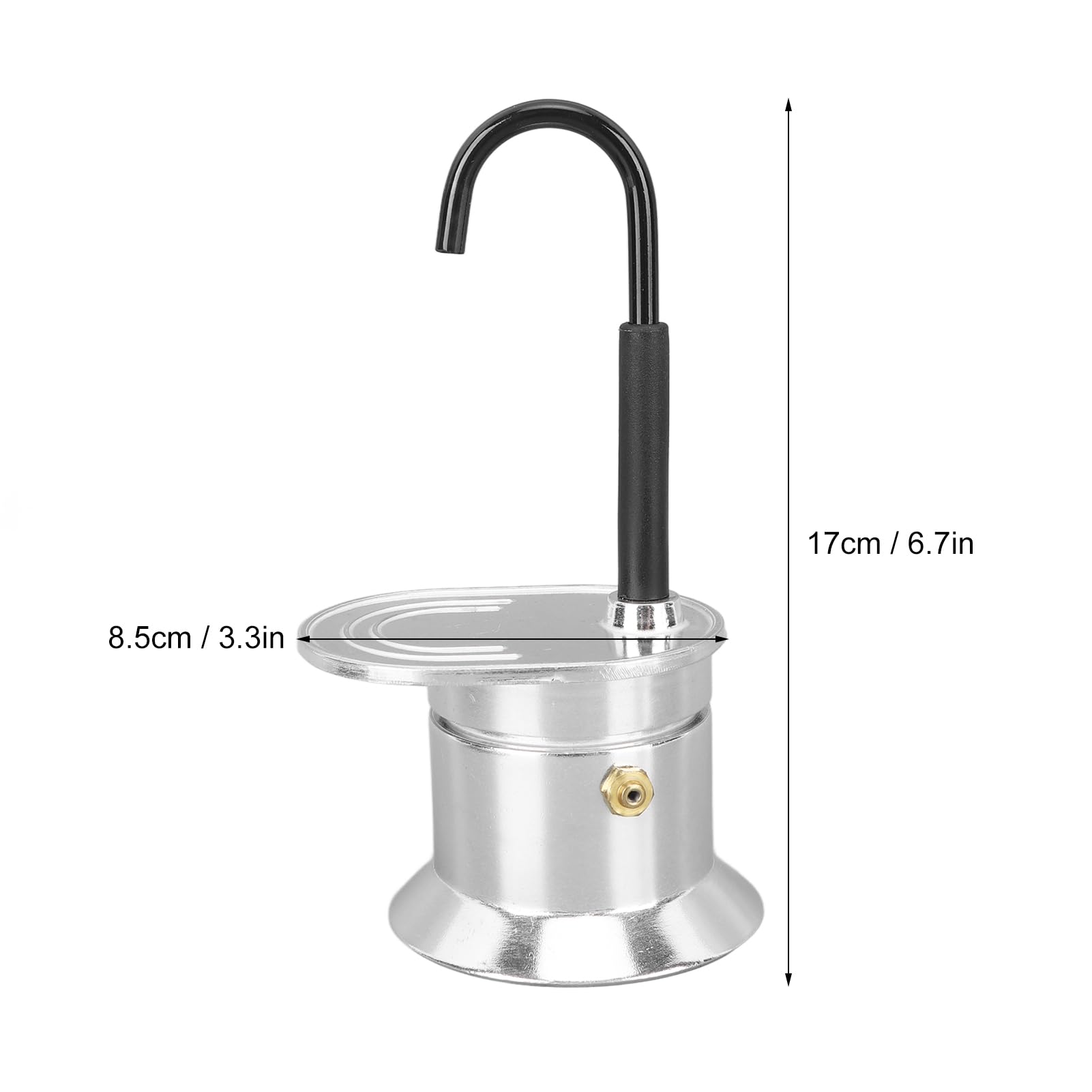 Kawiarka stołowa, mini kafetiera jednorurowa, aluminiowa, srebrna, pojedyncza, 1 filiżanka, 50 ml, wylewka ze stopu aluminium, włoski ekspres do kawy na kuchenkę