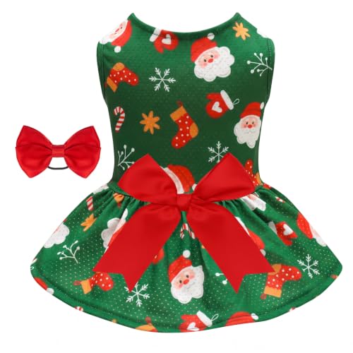 Image of CuteBone Dog Mesh Dress Christmas Puppy Sundress Pet Outfit Summer Fashion for Small Dogs Girl Cat Clothes BF53XXS