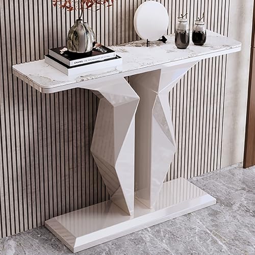 Genérico Elegante Mesa Consola Moderna con Tablero de Pizarra y Base de Metal Resistente, Mesa Auxiliar para sofá de Entrada, Ideal para la decoración de la Sala de Estar, el Pasillo y el Dormitorio: