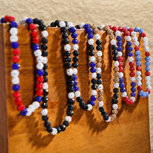 Kigeli 6 Pcs Baseball Beaded Necklace for Men Women 18 in Glitter Rhinestone Clay Beaded Necklace Bling Collection Gifts for Baseball Team Lovers4
