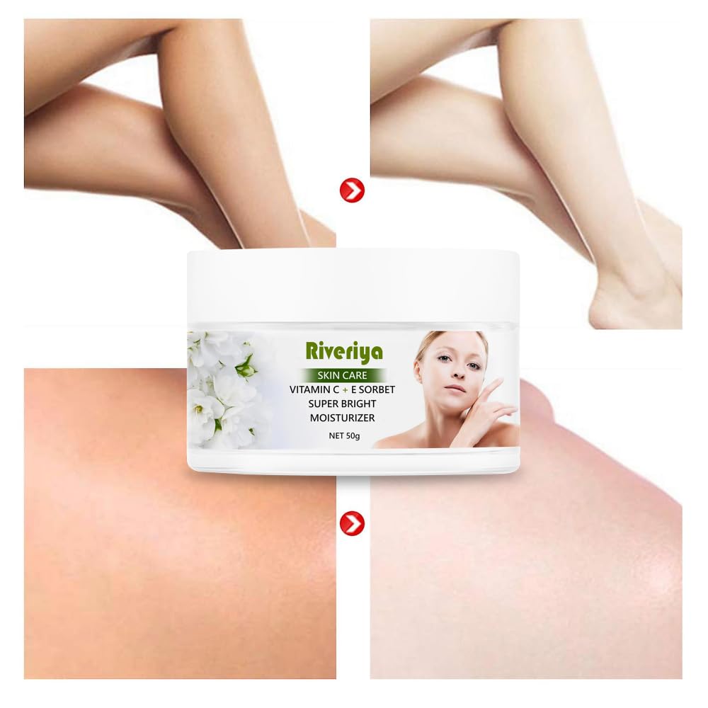 Riveriya Vitamin C + E Sorbet Super Bright Moisturizer for Face | Vitamin C Face Cream For Glowing Skin | Fades Pigmentation & Dark Spots, Reduces Skin Dullness