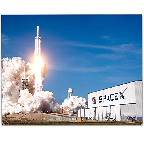 SpaceX Rocket Launch v2-11x14 Unframed Art Print - Great Gift Under $15 for Space Lovers/Geeks