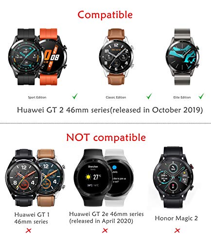 sciuU Funda Compatible con Huawei GT 2 (46mm, Lanzado en 2019), [Conjunto de 2]Carcasa Protectora con Protector de Pantalla de TPU, Flexible TPU Cubierta, Resistente a los Golpes Shell - Plata + Negro