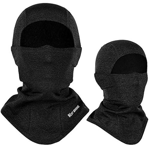 ICOCOPRO Windproof thermal fleece balaclava motorcycle mask for skiing, cycling, motorcycling, running Black Cover