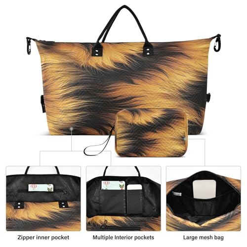 Fur Texture Travel Duffel Bag for Women Weekend Overnight Dag with Toiletry Bag, Luggage Bag for Travel, Sport, Gym2