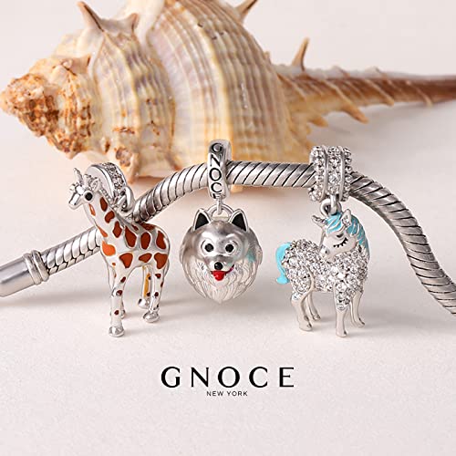 Image of GNOCE Pet Dog Bowl Bead Charm For Women, S925 Sterling Silver Bead Charm NecklaceBracelet for Her, Jewelry Gift