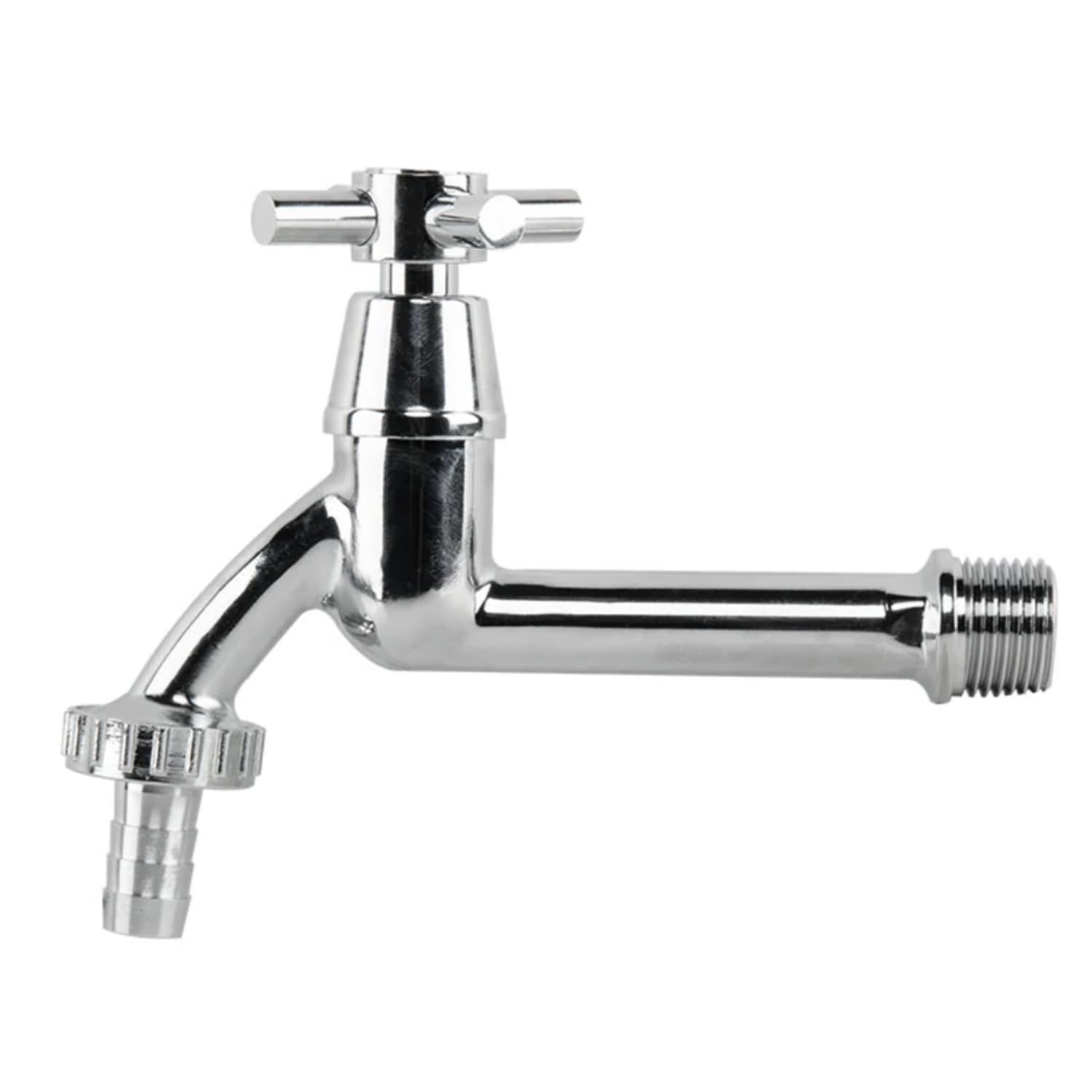 B2c Men's Silver Cross Bib Tap Extended Brass Chrome 1/2" Barb Durable Plumbing Long Garden Spout