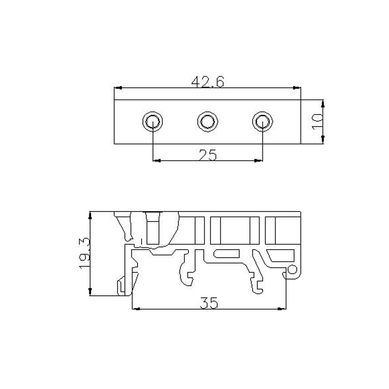 10 unidades de 35 mm PCB DIN C45 Riel Adaptador Placa de circuito impreso Montaje Soporte DIY Módulo de interfaz de montaje en riel DIN Terminal Junta DSUB, Conector